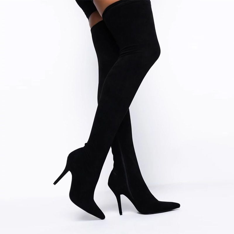 Elastische Overknee-Stiefel mit spitzem, seitlichem Reißverschluss_voghion.com