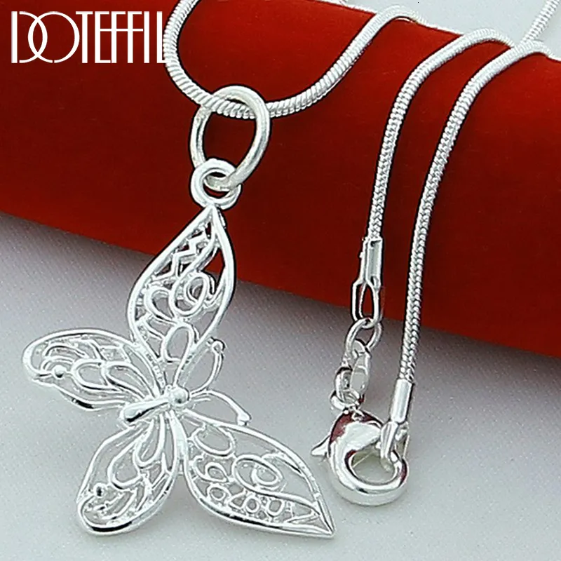 Collane DOTEFFIL Sterling Sier Butterfly Pendant Necklace 182022242830 pollici Snake Chain per le donne Nozze Fidanzamento_voghion.com