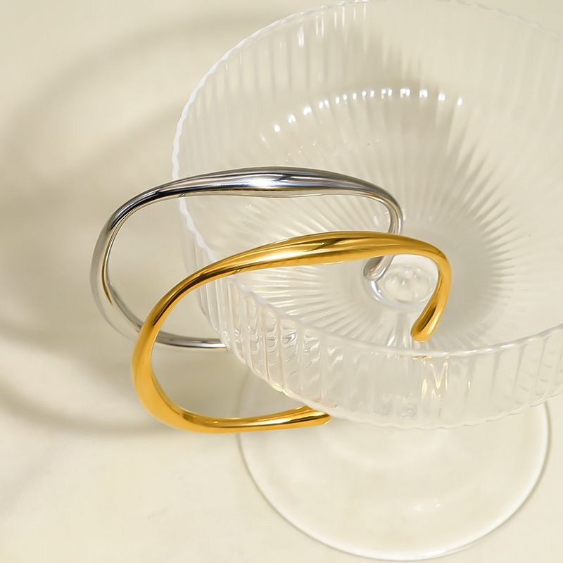 Brățară din oțel inoxidabil 316, placată cu aur de 14K, stil casual, simplu, culoare solidă, vrac_voghion.com