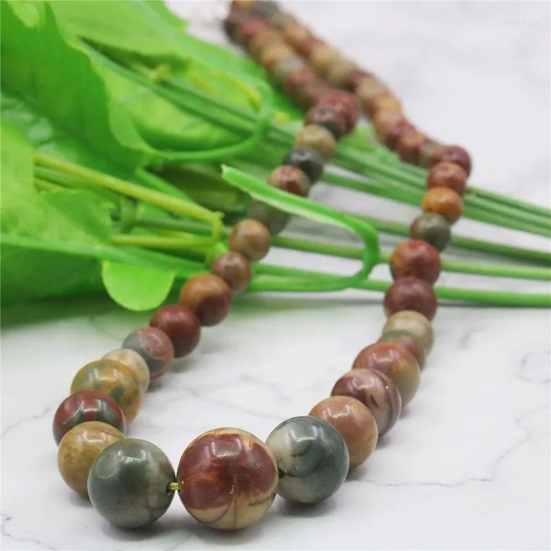 Chaînes 6-14mm Multicolore Picasso Pierre Perles Rondes Collier Bijoux De Mode Cadeaux Pour Fille Femmes Naturel 18 pouces_voghion.com