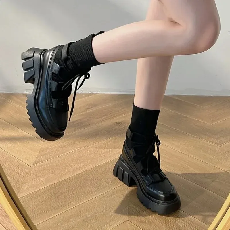 Mesh platform shoes fashion thick soled ankle comfortable snow for women Botas De Mujer boots 240904_voghion.com