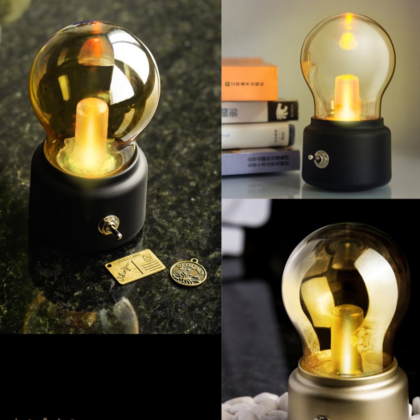 USB Rechargeable Led bulb Classical blowing desk lamp Vintage Night Light Desk Table Lamp for Holiday Home Study Room Decoration_voghion.com