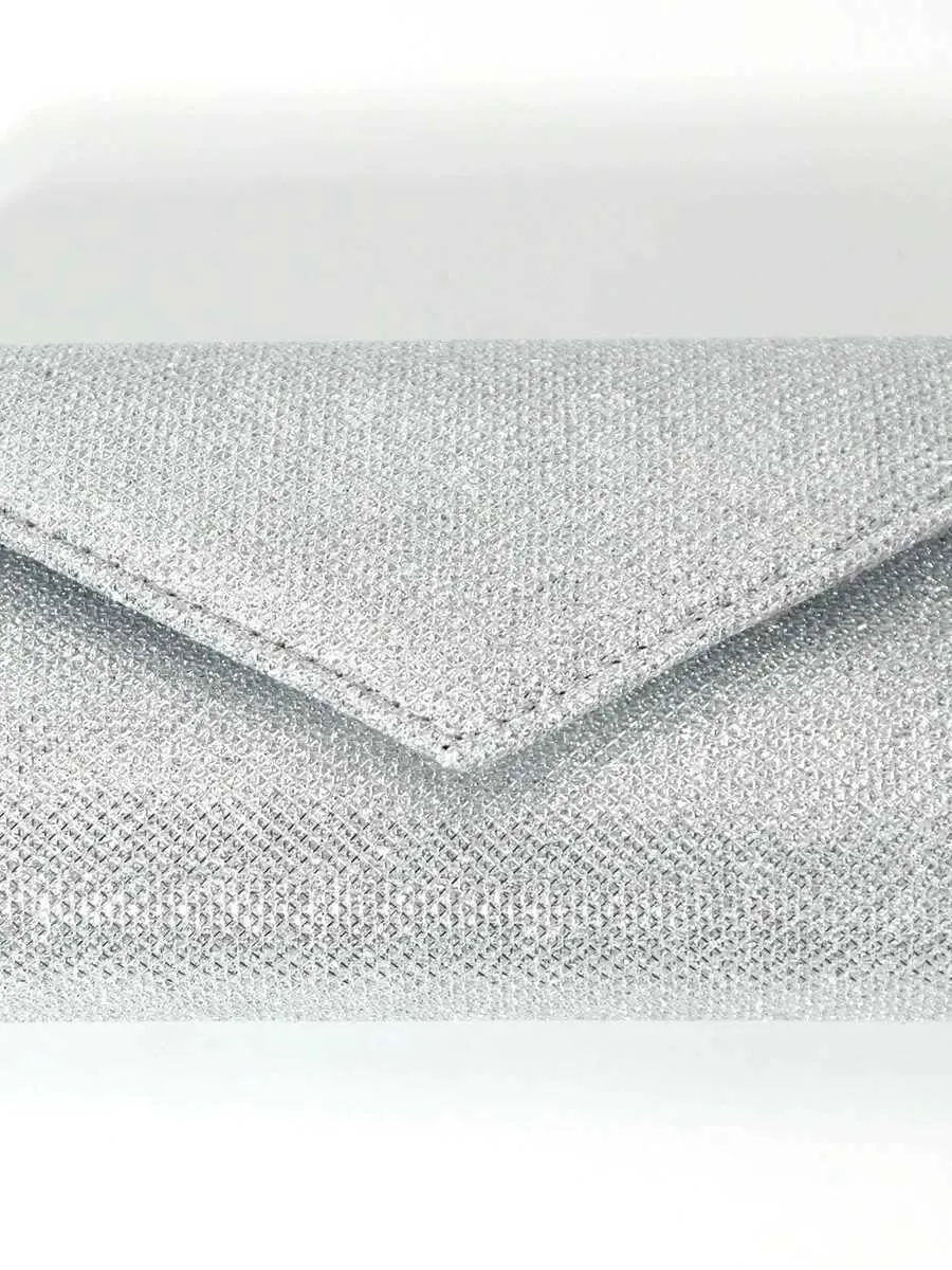 Womens envelope evening chain shoulder bag shiny sier long wallet womens wedding party clutch mini handbag Y241019_voghion.com