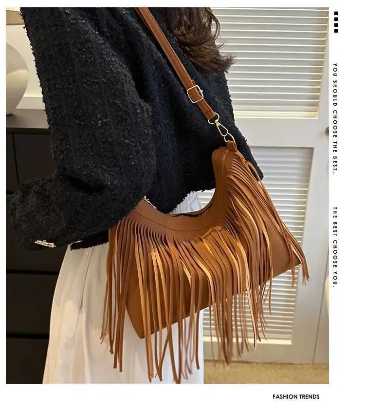 Sacs à bandoulière à pompons vintage pour femmes, grande capacité, sac à bandoulière décontracté à franges pour les voyages en plein air pour dames_voghion.com