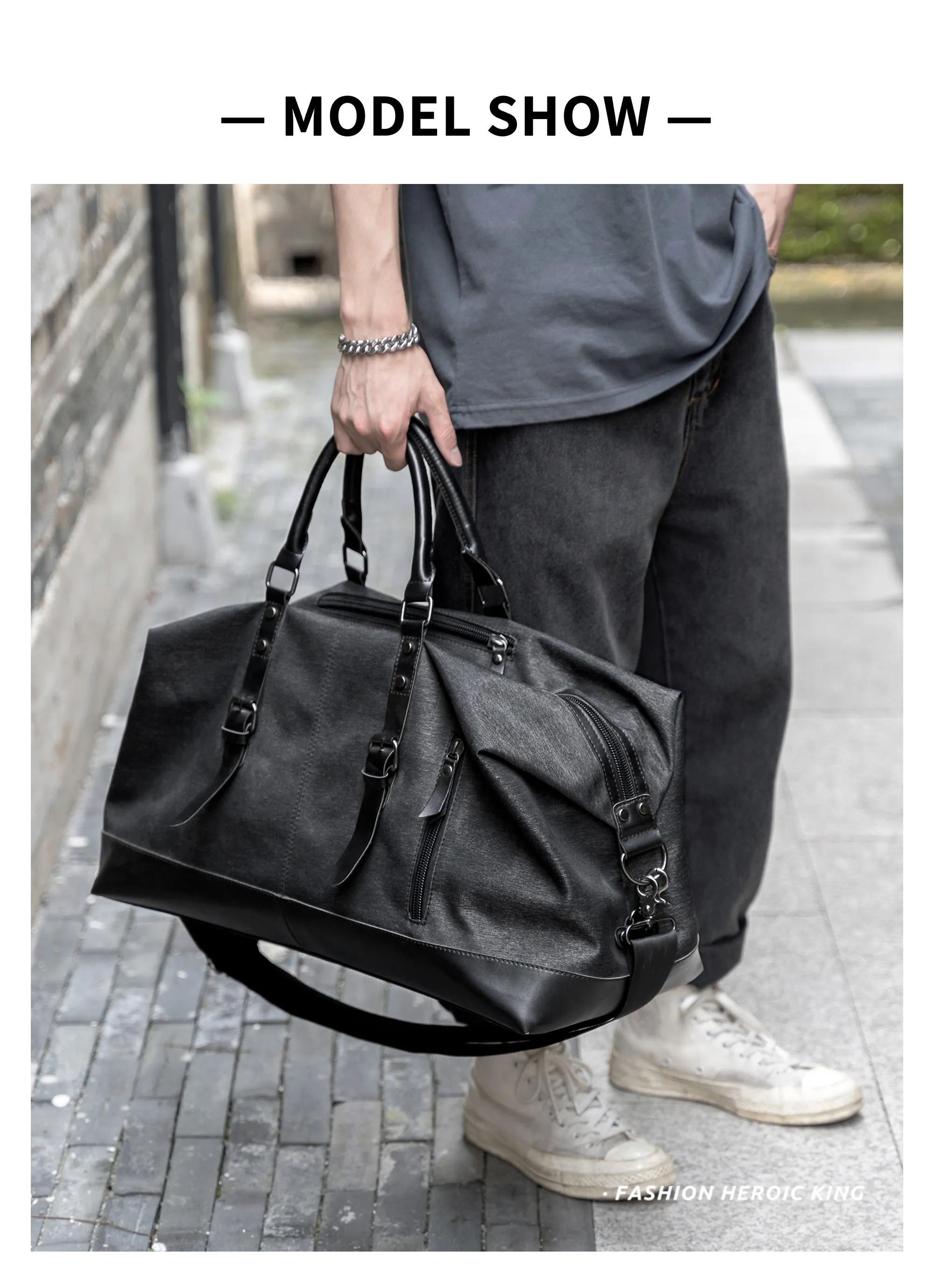 Sacs de voyage en toile pour hommes, sac de voyage grande capacité, fourre-tout de voyage multifonctionnel_voghion.com