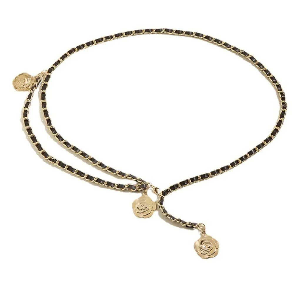 Rimmer Blummen Pendant Taille Kette Moud Jeans justierbar Rimm Punk Kleed Kostüm Metal Fraen_voghion.com