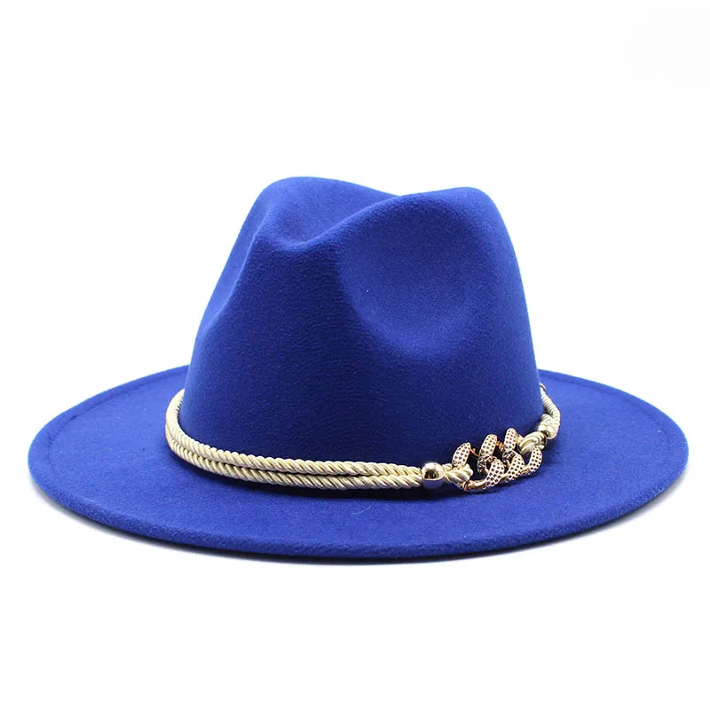 Blackwhite Wide Brim Simple Top Panama Solid Felt Fedoras Hat for Men W_voghion.com
