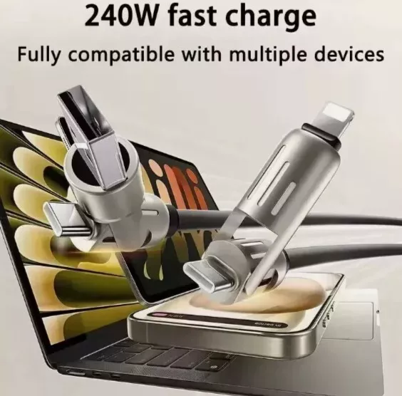 4 In 1 Multi-USB Charging Cable - MAX 240W Fast Charging/With USB A+ Type-C 5ft_voghion.com