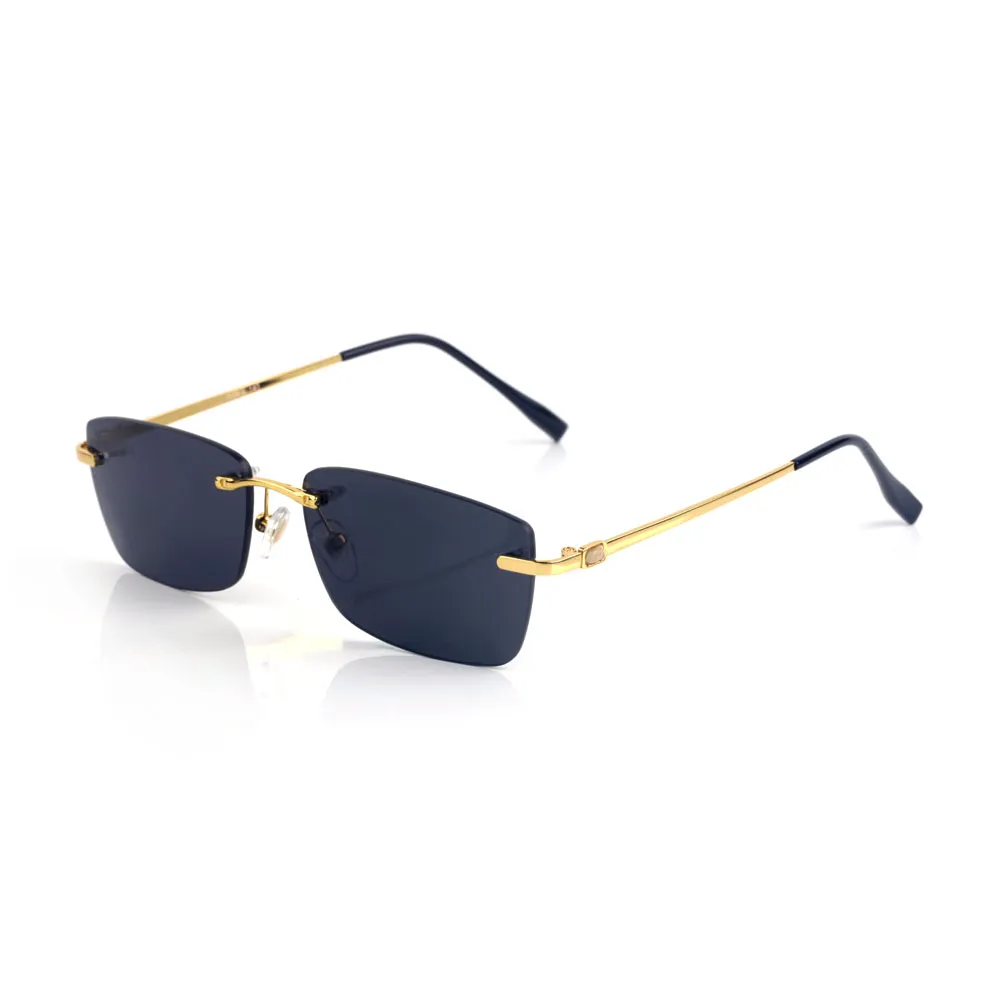 Designer Sunglasses Eyeglasses frames temples with Metal Frameless Rimless rectangular shape for men woman eyewear_voghion.com