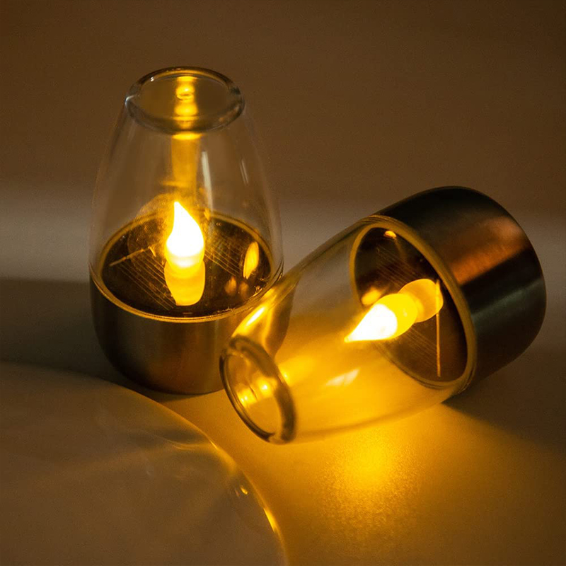 2/5/10 stk. Solcelledrevne flammeløse stearinlys LED-fyrfadslys Batteridrevne fyrfadslys til bryllup, fødselsdagsfest, dekoration_voghion.com