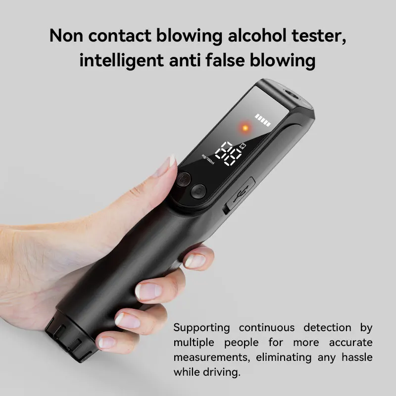 Kontaktloses Alkoholtestgerät, hochpräzises Atemalkoholmessgerät mit großem HD-Display, LED-Anzeige, Taschenlampenfunktion, tragbar_voghion.com
