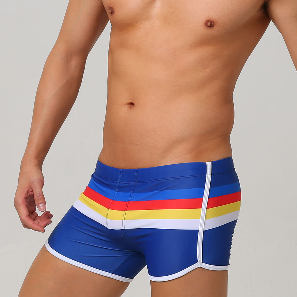 UXH Short de bain à rayures colorées pour homme, short de sport à séchage rapide, coupe ajustée et tendance_voghion.com