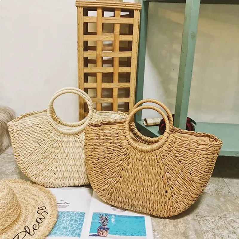 Ydlns Fashion MOON Straw Handbags Summer Beach Rattan Bag Handmade Vintage Woven Handbag For Women bolsa femme 240809_voghion.com