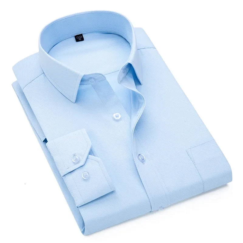 Plus Size S to 8xl formal for men striped long sleeved non-iron slim fit dress shirts Solid Twill Social Man's Clothing_voghion.com