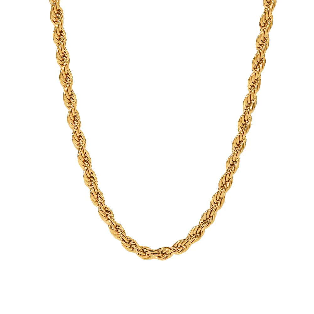 Designer Gold Plated Fried Dough Twists Fashion Versatile High Grade Chain Necklace For Men And Women_voghion.com