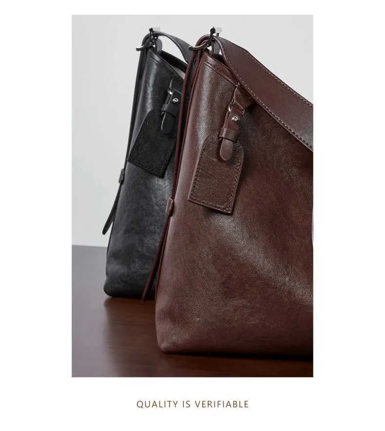 Toptrends Vintage Echtes Leder Große Unterarm Schulter Taschen Für Frauen 2024 Designer Einfache Weibliche Tote Hobo Damen_voghion.com