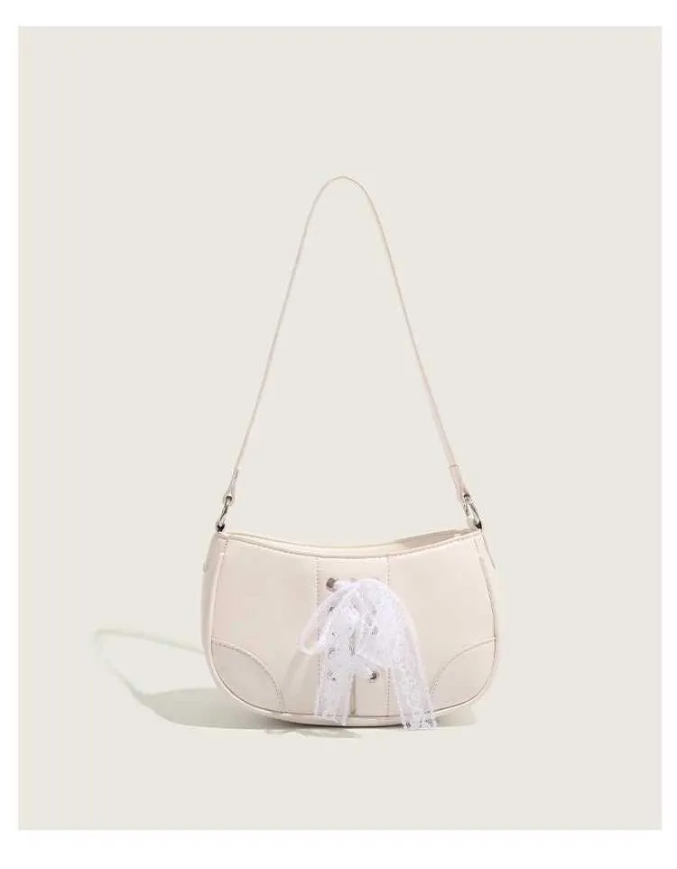 Dolce fondo con cinturino in pizzo e fiocco per donna, tendenza, monospalla, borsa a tracolla versatile e comunicativa_voghion.com