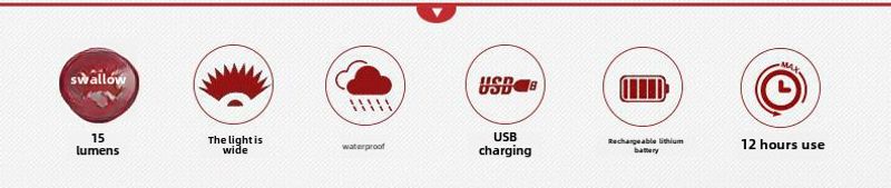 Kerékpár hátsó lámpák USB töltés Elektromos éjszakai hegyi kerékpár kültéri lovas felszerelés Hátsó hátsó lámpa figyelmeztető lámpa_voghion.com