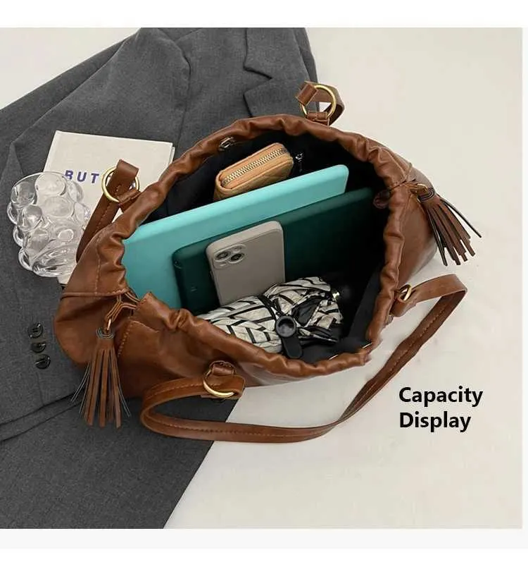 Damen PU Handtasche Solid Grouss Kapazitéit Soft Designer Casual Pendeltasche Ënneraarmtasche Damen Versatile SchëllertaschenC241212_voghion.com