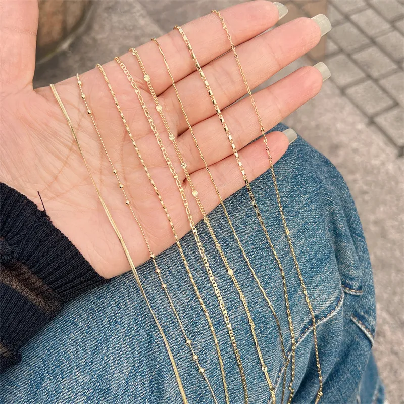 Hochwertige vergoldete Halskette Bulk Lot 18 Zoll 20 Zoll Rolo Curb Figaro Schmuck Kette Halskette Großhandel_voghion.com