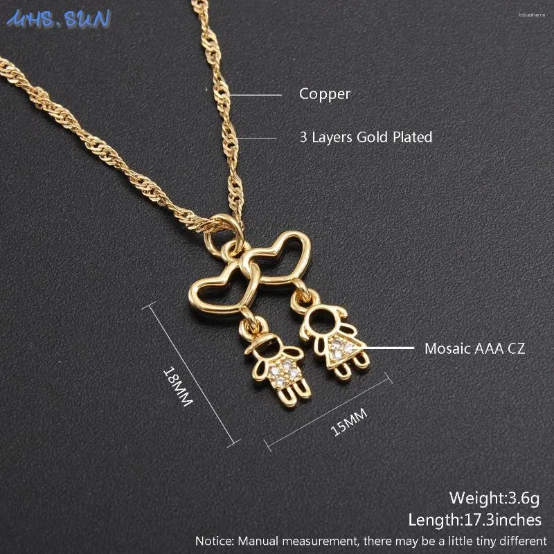 Chaînes MHS.SUN Mode Zircone Cubique Filles Garçon Pendentifs Chaîne Collier Plaqué Or Femmes Ras Du Cou Pour Bijoux De La Mère_voghion.com