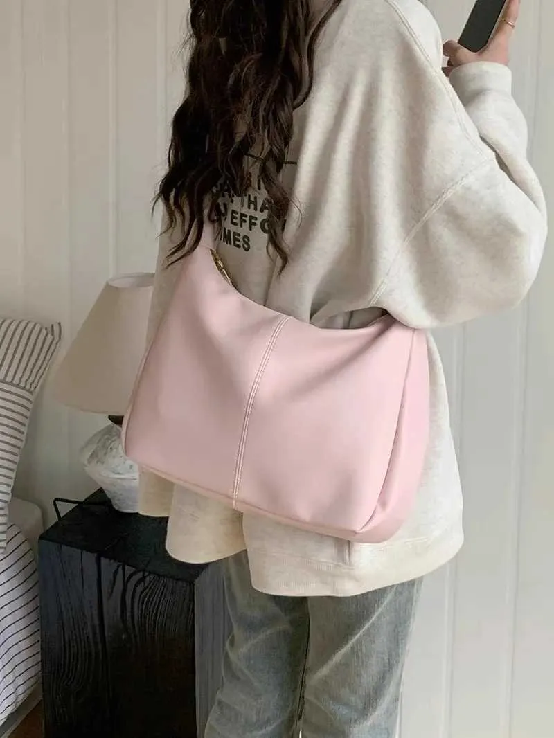 Dolce borsa a tracolla coreana alla moda per studentesse, semplice, di colore bianco, carina, ad alta capacità, libro C241210_voghion.com