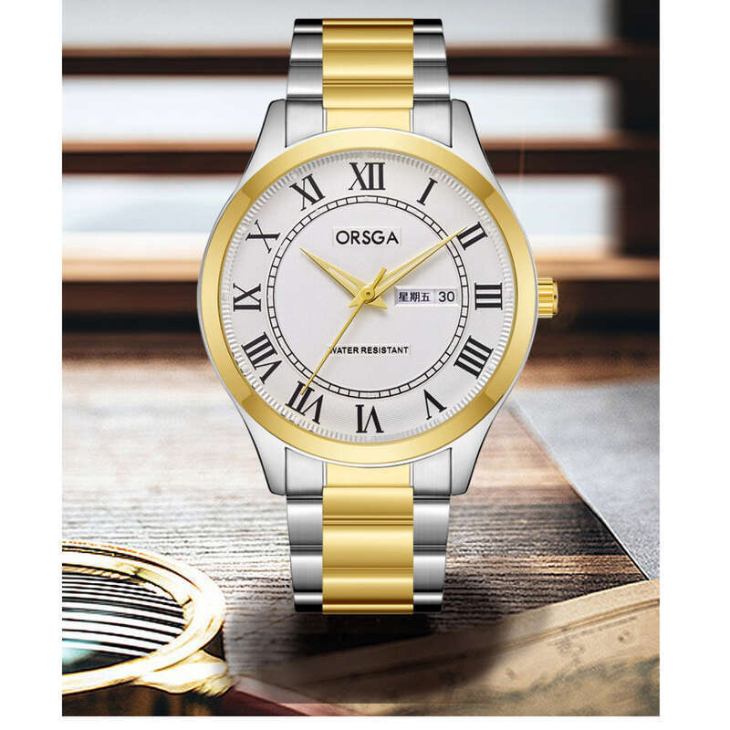 Relógio de quartzo masculino clássico com calendário_voghion.com