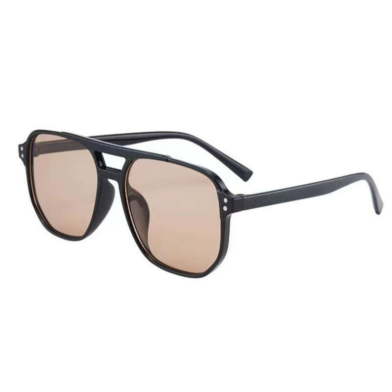 Óculos de sol piloto com lentes anti-UV para mulheres, óculos de sol com lentes duplas, estilo oceano vermelho e anti-UV_voghion.com