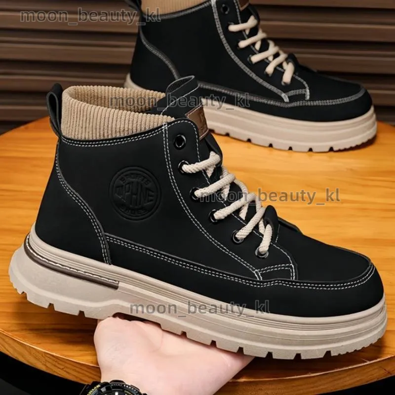 designer boot High fashion Martin schoenen 2024 high top herfst nieuwe heren werkkleding hoogte toenemende grote gele dikke zool_voghion.com