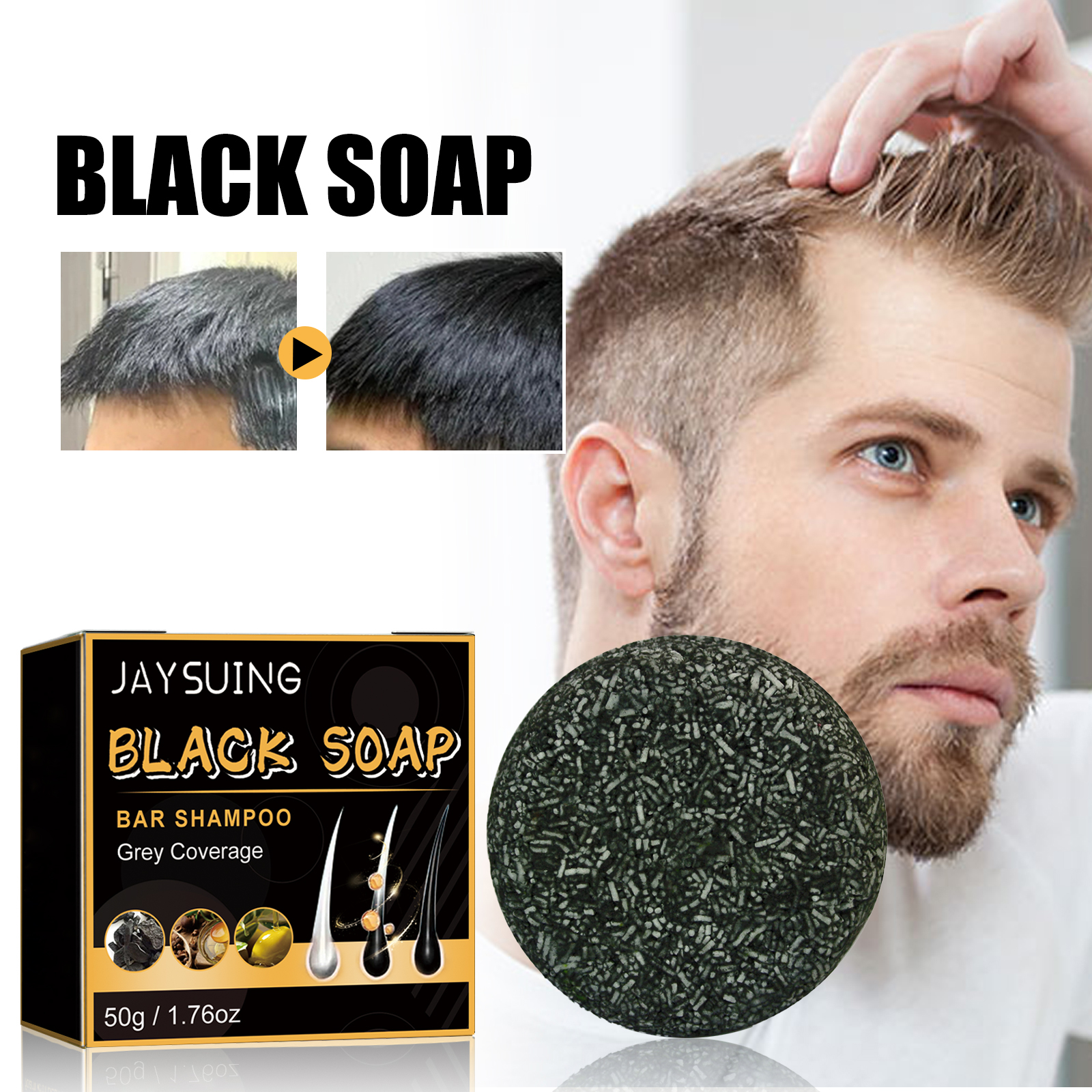 Jaysui Soap Black Thick Care Rensende Hovedbund Glat Og Stærk Hårshampoo_voghion.com