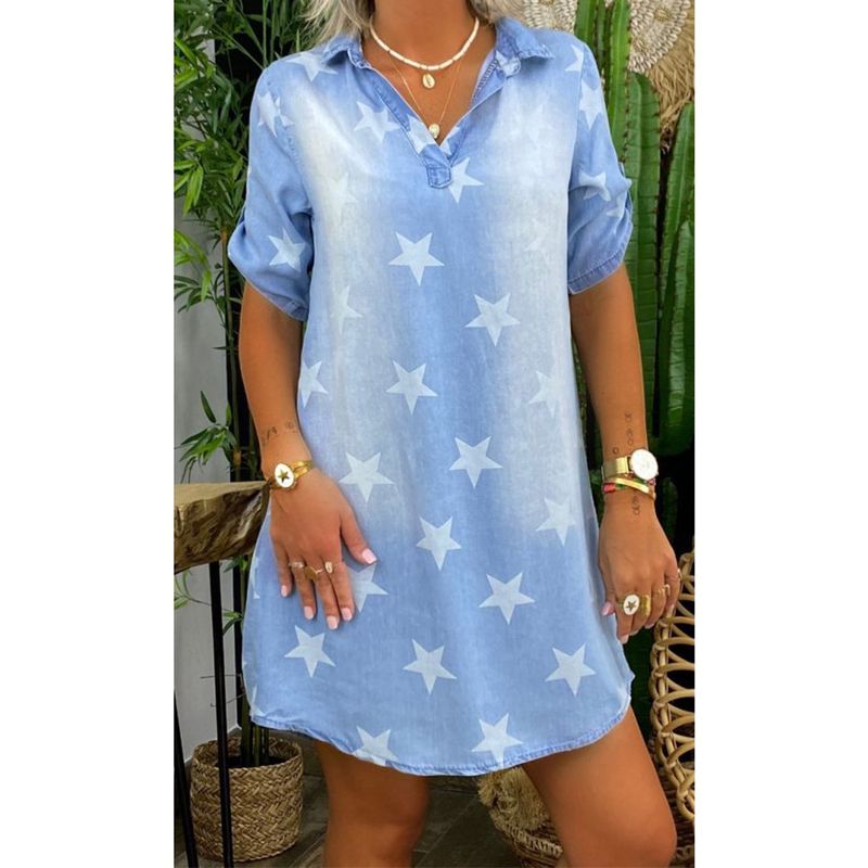 Women's factory direct sale cross-border women's clothing multicolor multi-size summer v-neck pullover short sleeve_voghion.com