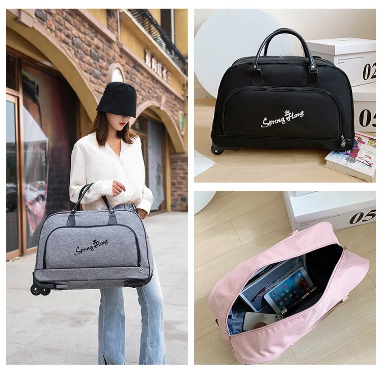 Large Capacity Trolley Handbag Foldable Thickened Wearresistant Boarding Case Home Storage Travel Convenient Bag_voghion.com