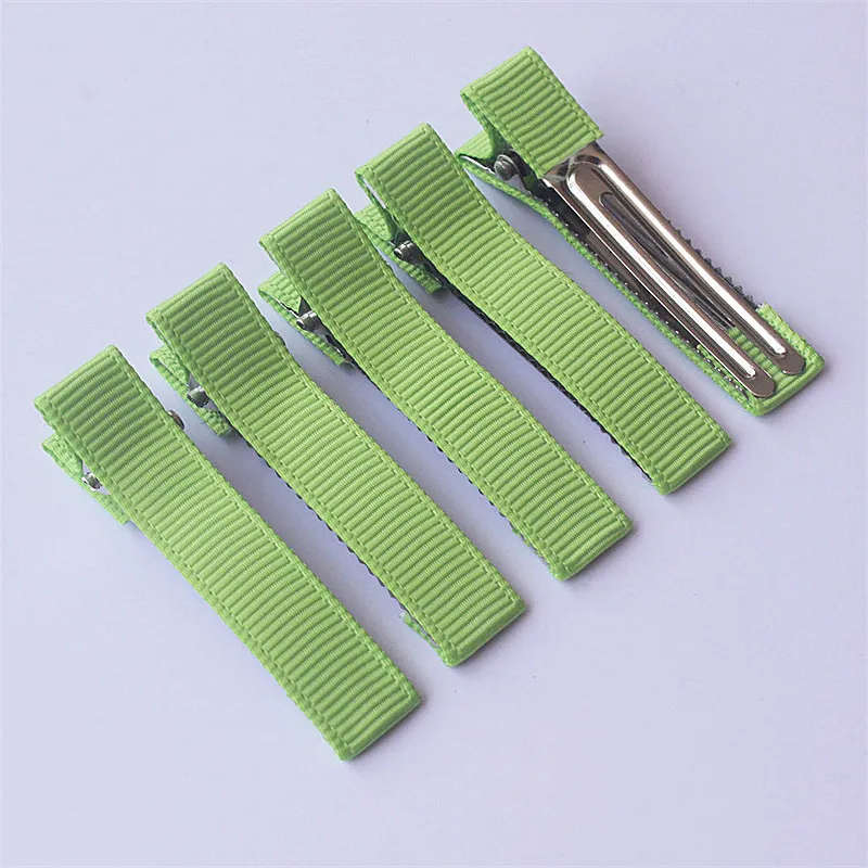 300pcs 5cm Grosgrain Ribbon Lined Alligator Hairpins for Princess Girls Ponytail Clips Children Metal Hair Barrettes_voghion.com