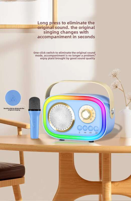 New GS_K5 Wireless Bluetooth Karaoke Player Integrated Sound System, Dual Microphone With Lights, KTV Small Speaker_voghion.com