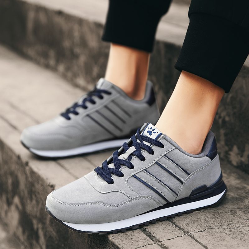 Scarpe da ginnastica leggere casual da uomo in pelle artificiale, con lacci, traspiranti, da esterno, sapato_voghion.com