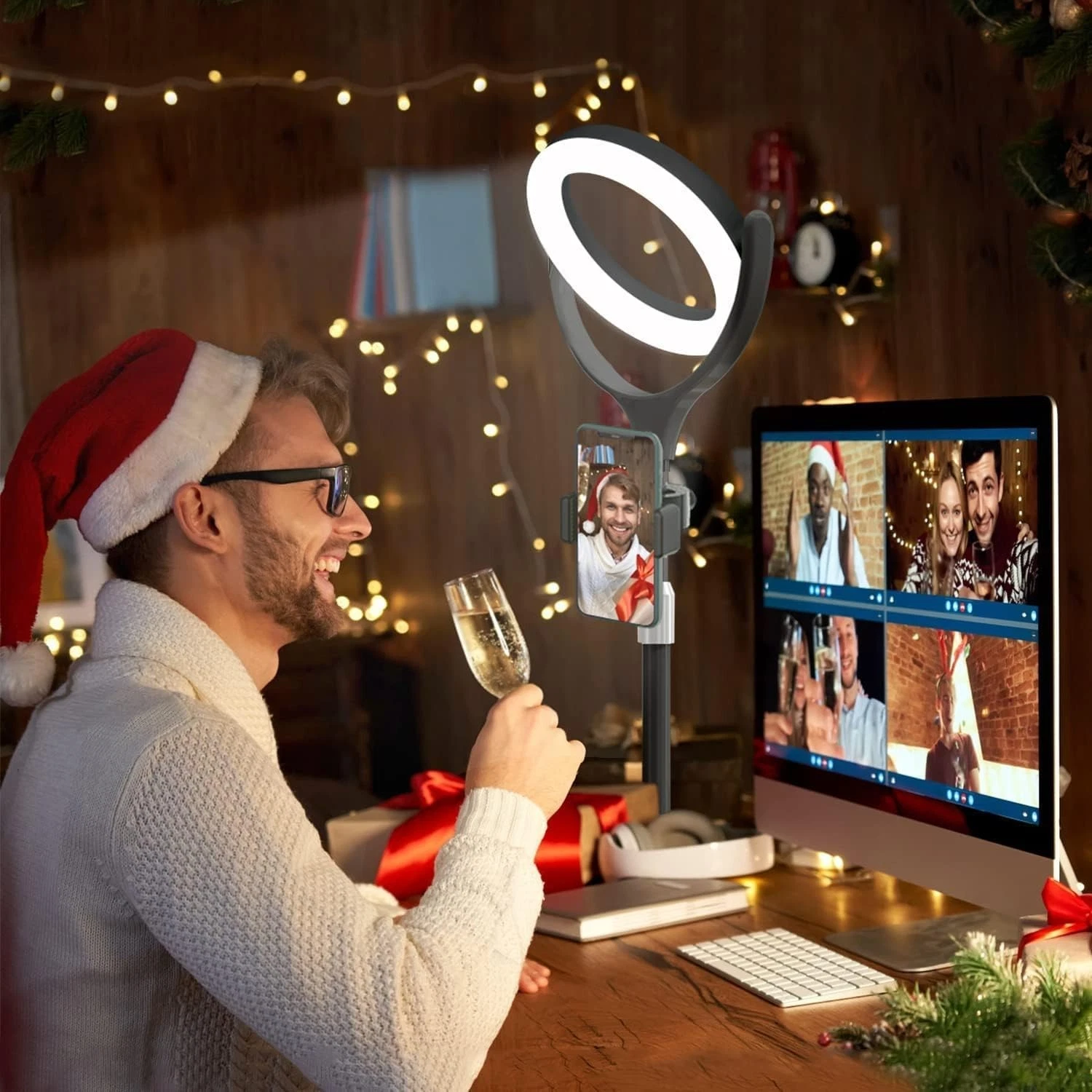 Stand, Desk Ring Light With Phone Holder For Laptop/Video_voghion.com