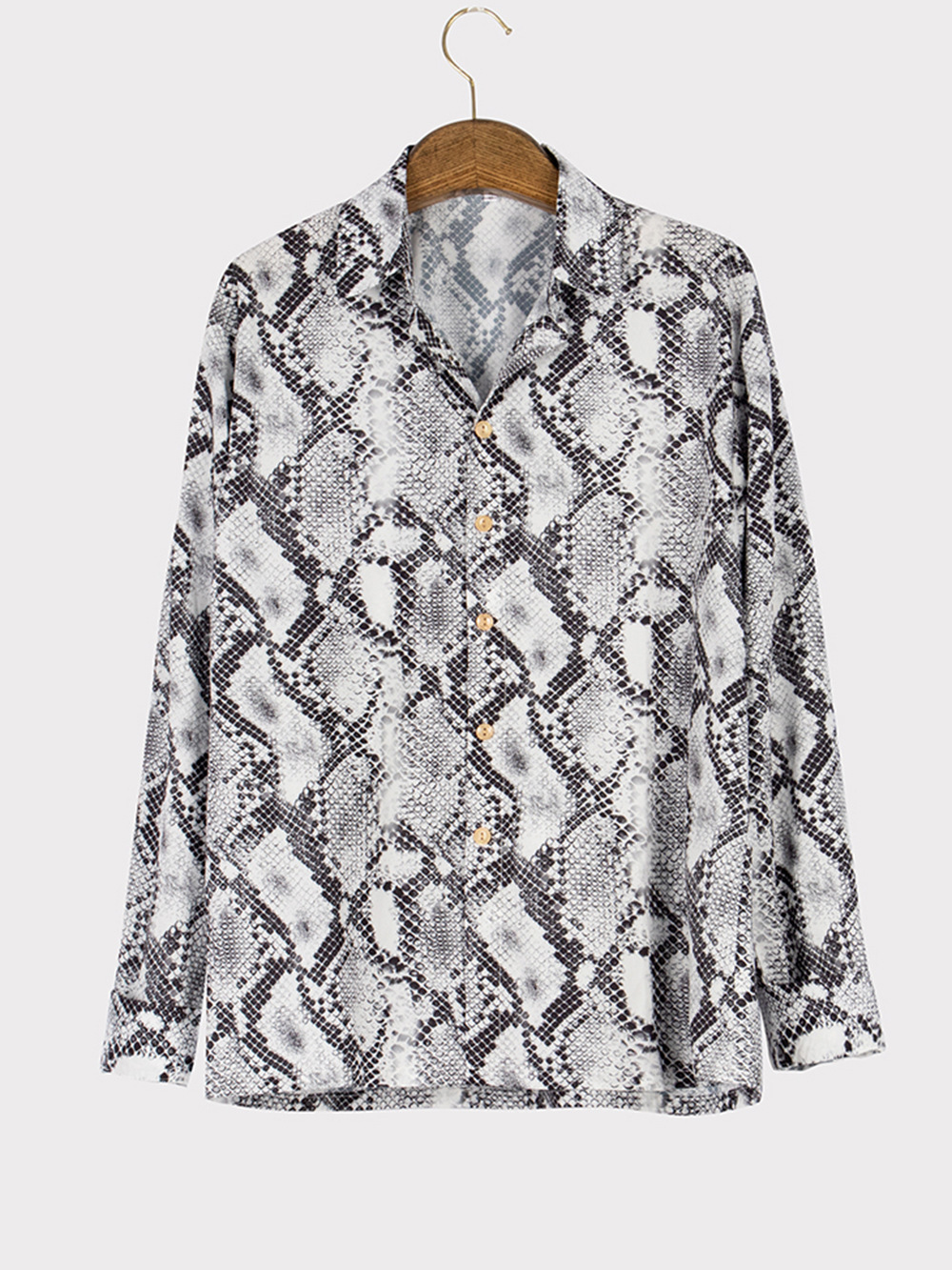 Men's Shirt Printed Snake Pattern Long Sleeve Cardigan Casual Vacation Top_voghion.com
