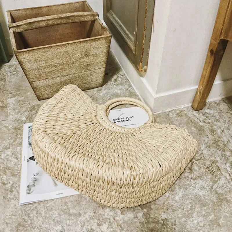 Ydlns Fashion MOON Straw Handbags Summer Beach Rattan Bag Handmade Vintage Woven Handbag For Women bolsa femme 240809_voghion.com
