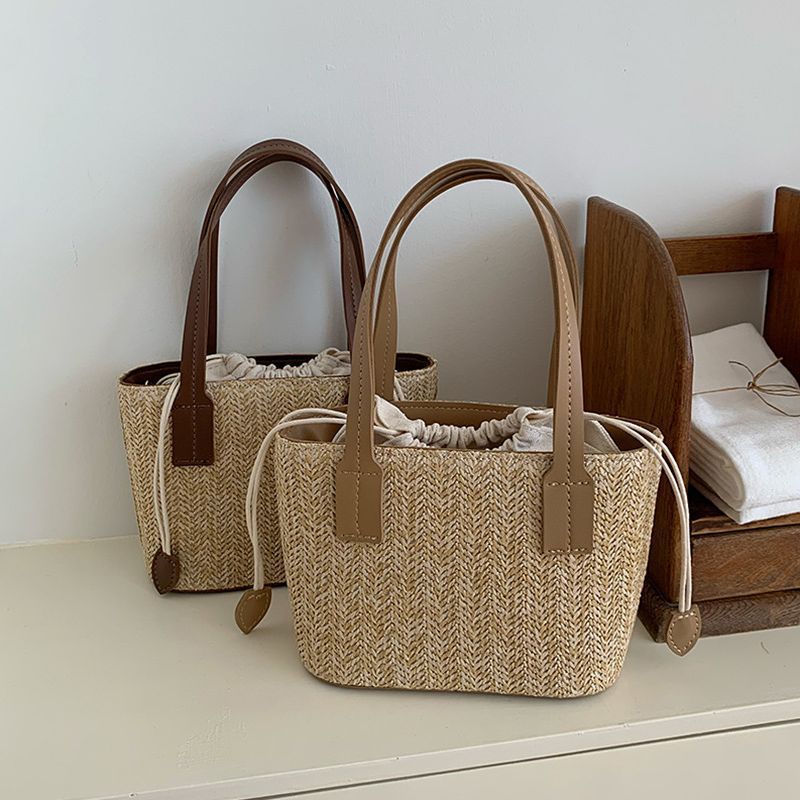 Koreanische ins gras gewebt kleine sommer neue freizeit urlaub frauen tasche gemüse korb tragbare schulter umhängetasche_voghion.com
