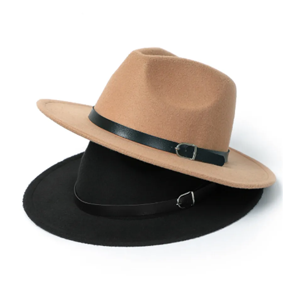 Wide Bim Hats Women Solid Panama Belt Band Classic Fomal Wedding Decoate Fo Men Camel Khaki Fedoa Sombeos De_voghion.com