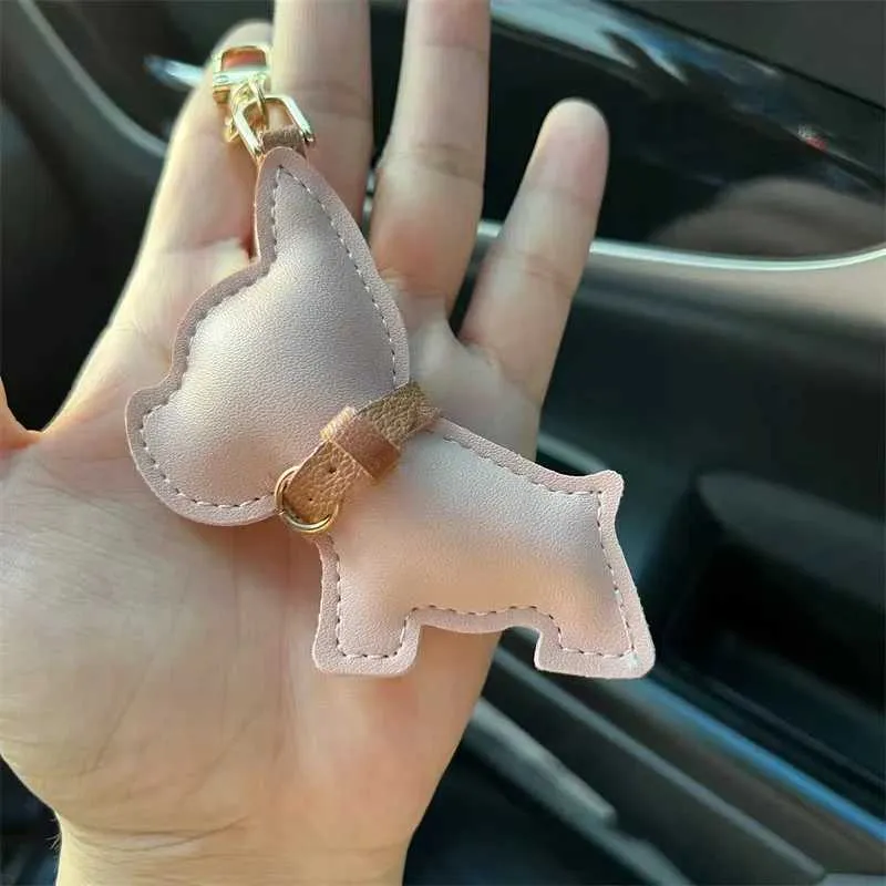 Porte-clés de voiture en cuir avec chiot bouledogue français, cadeau créatif, pendentif pour sac, décoration mignonne Y241121_voghion.com
