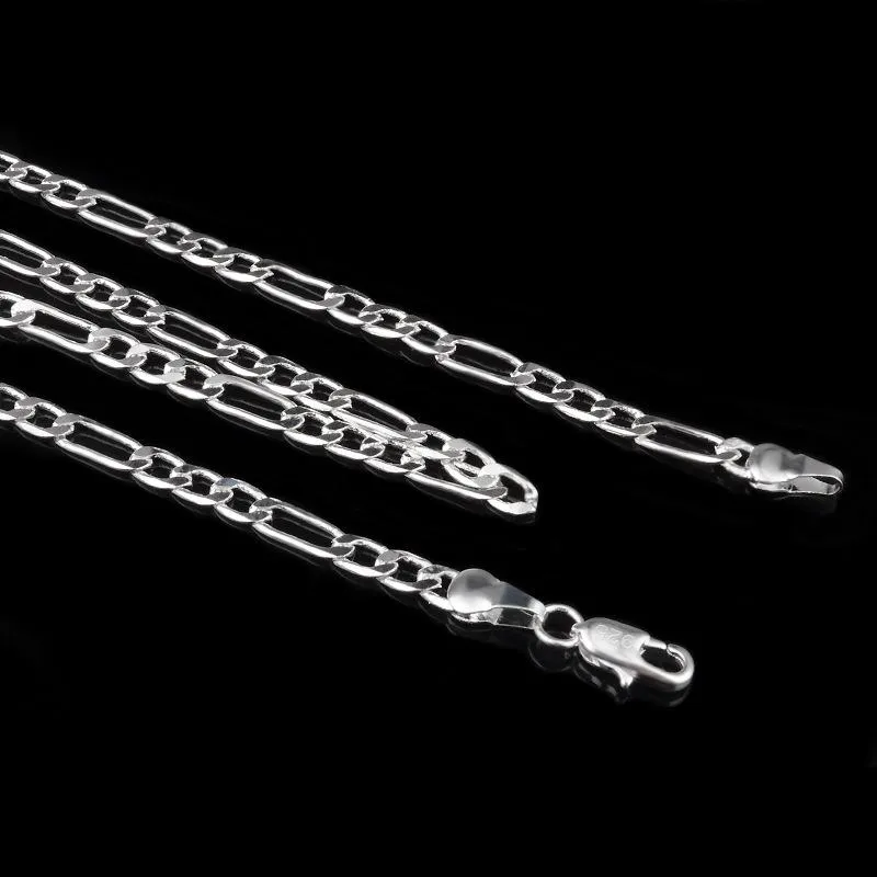 Collana a catena figaro per uomo e donna in argento sterling_voghion.com