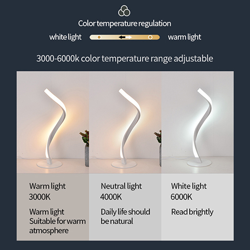 LED-spiraalne lauavalgusti loominguline LED-lamp akrüül-metall-valge soe valgusega laualamp elutoa lugemiseks kaunistuste jaoks_voghion.com