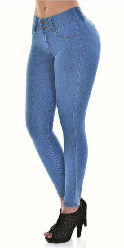 Jean brodé à haute élasticité pour femme, pantalon à petites jambes, grande taille_voghion.com