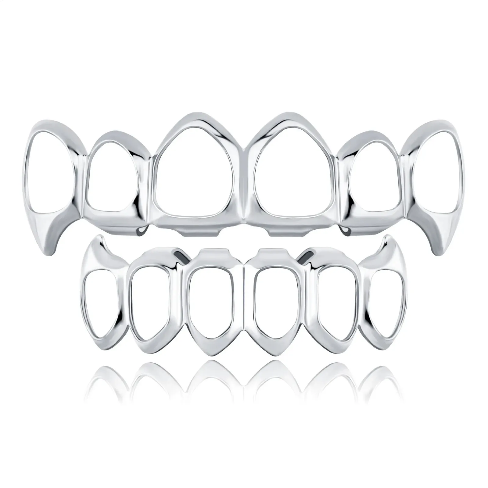 RACHELZ Mode 6/6 Vollhohlzähne 14K vergoldete Zahnkappen Dekor Zahnspangen Reißzähne Dentalgrills für Männer Frauen Schmuck_voghion.com