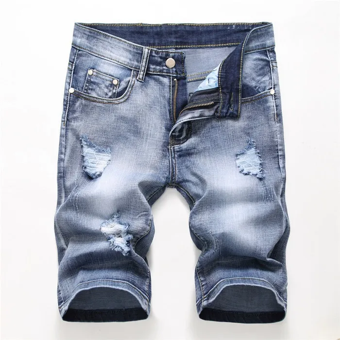 Summer Denim Shorts Male Jeans Men Jean Bermuda Skate Board Harem Mens Jogger Ankle Ripped Wave 38 40 42 220715_voghion.com