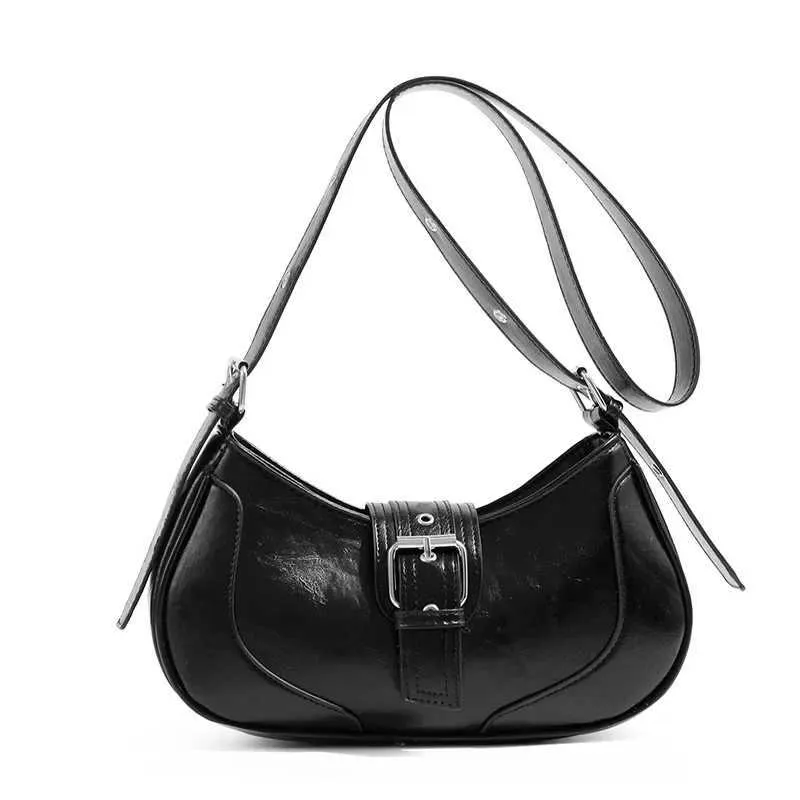 Women Y2K Fashion Shoulder Black PU Leather Underarm Ladies High Quality Handbags Hot Girls Armpit Bags Wallet_voghion.com