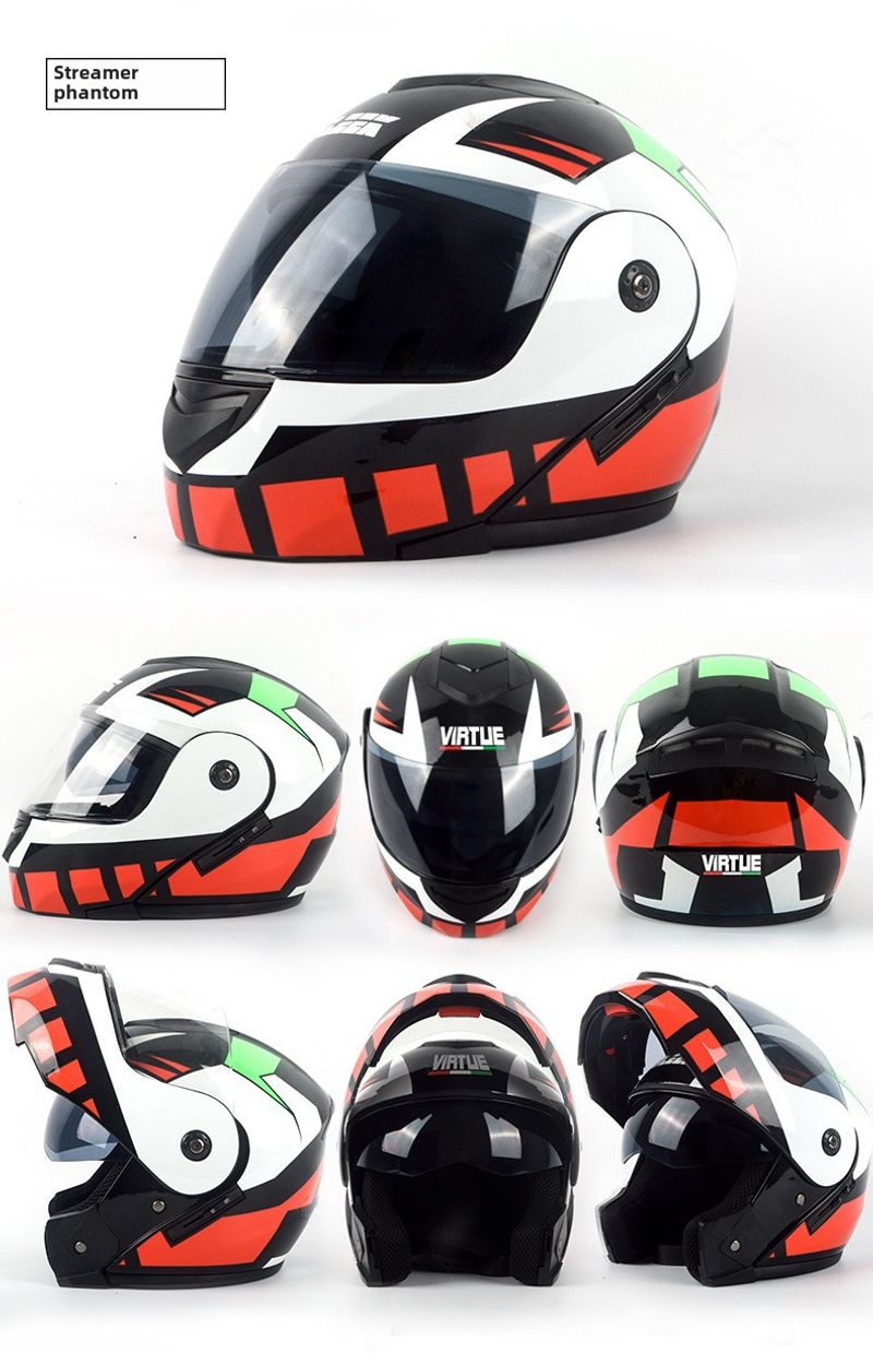 Casque de moto électrique à double lentille pour hommes et femmes, quatre saisons, Bluetooth, tendance et cool_voghion.com
