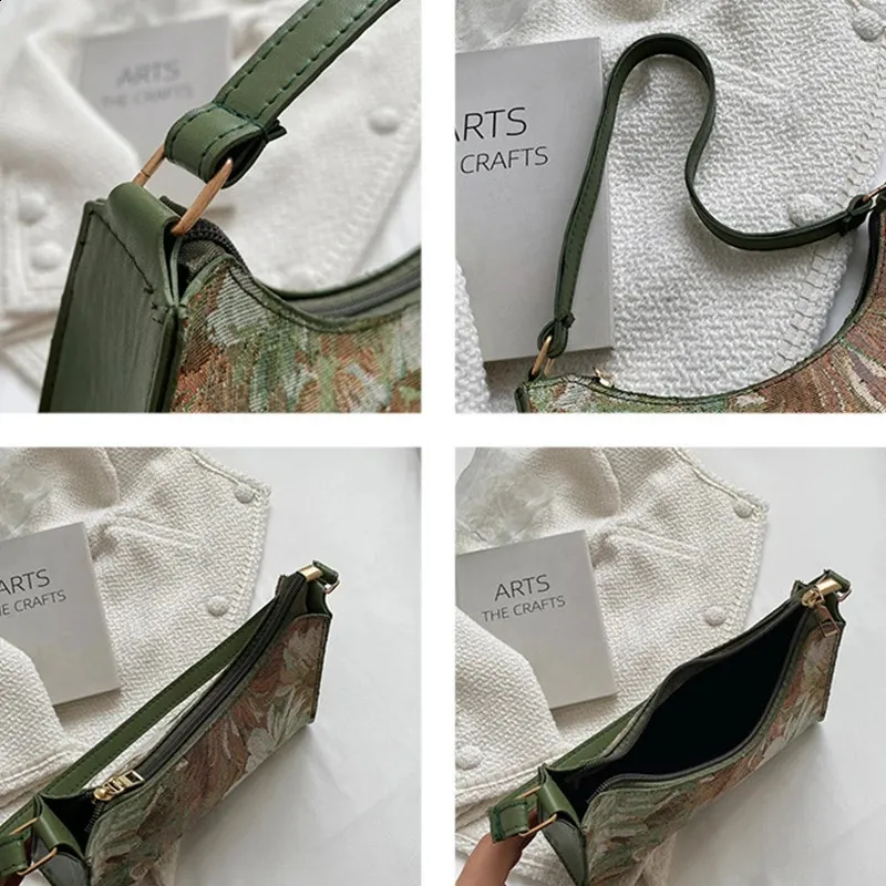 Moda Vintage Donna Olio Dipinto Spalla Signore Semplice wer Femminile Ascella Hobos Borse Piccola Frizione Borsa Tote 241120_voghion.com