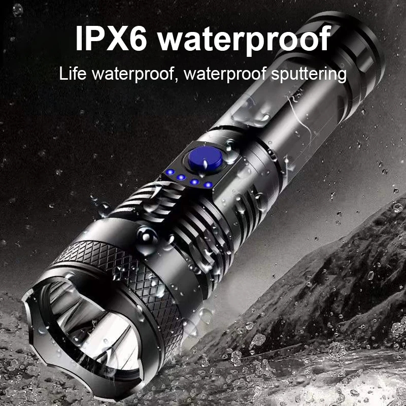 Lampe torche LED DIDI puissante, rechargeable, étanche, avec zoom, ultra-lumineuse, tactique et domestique._voghion.com